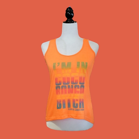 Tops - Orange Cancun Racer Back Tank Top